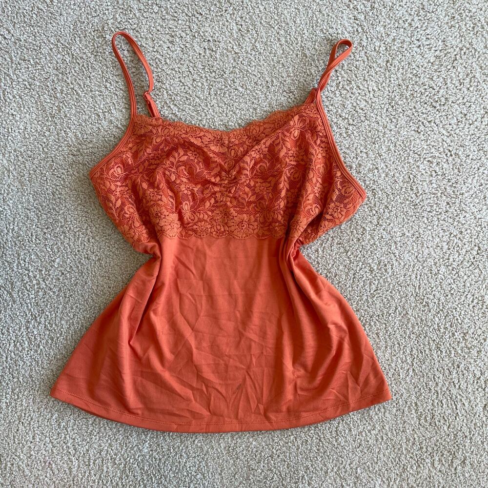 Y2K Vintage Orange Lace Babydoll Cami - Size L